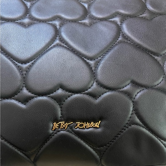 Betsey Johnson Black Heart Pattern Shoulder Bag - Picture 3 of 7